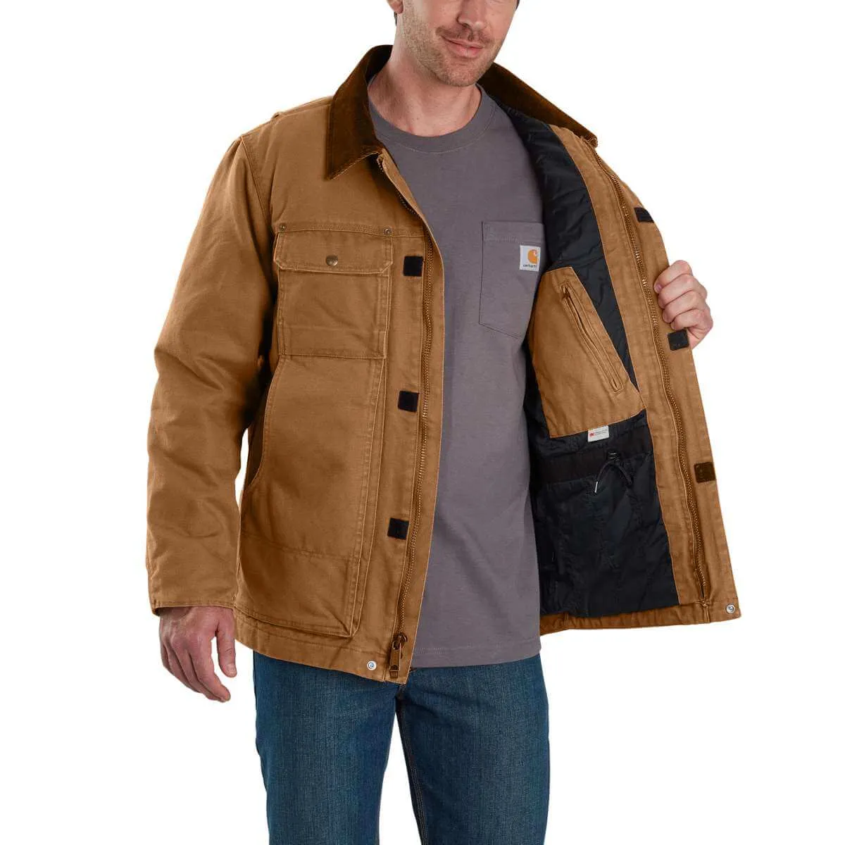 103283 - Carhartt Men's Full Swing Relaxed Fit Washed Duck Traditional Coat