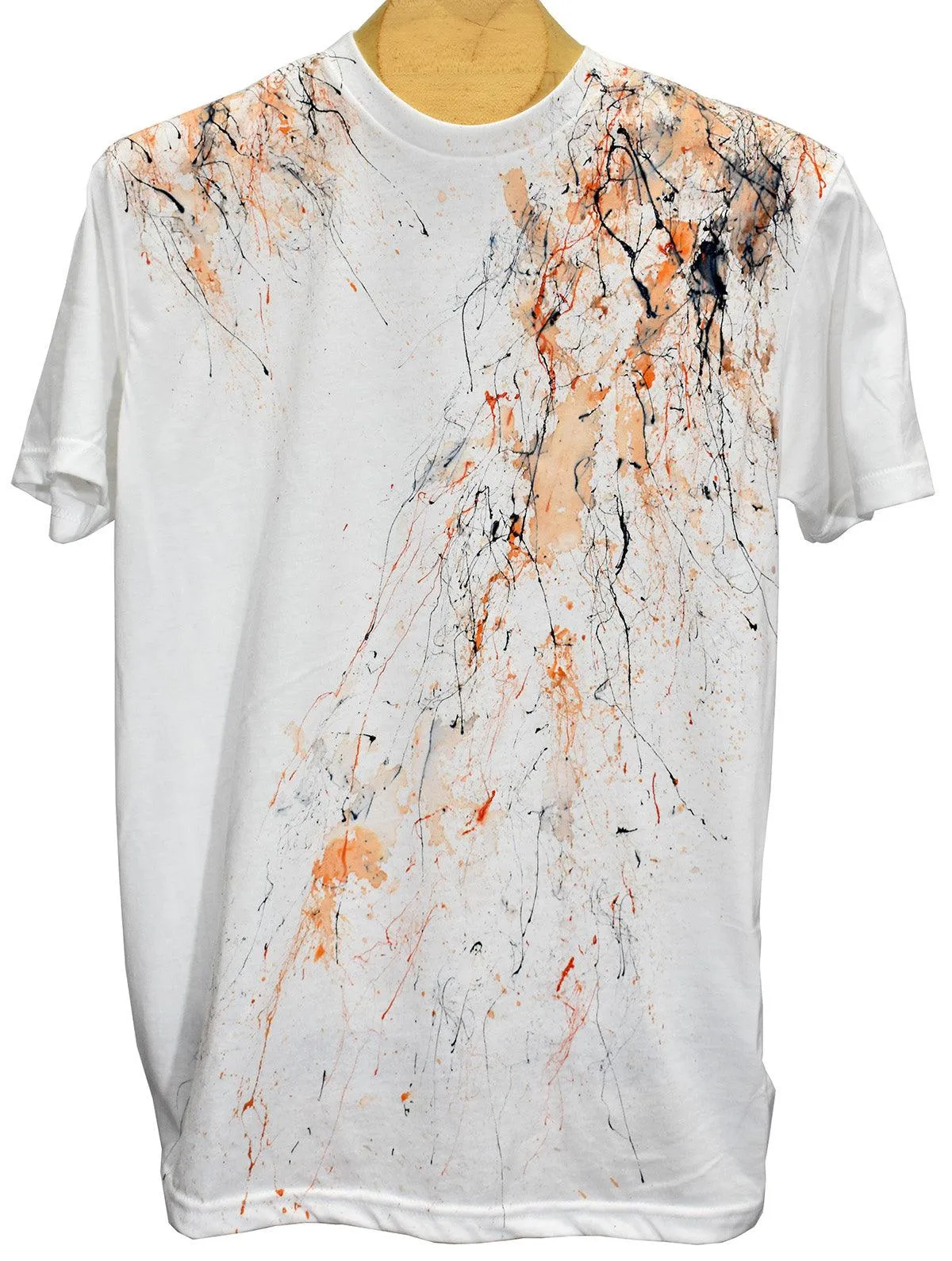 672CP White-Orange Hand Painted Tee