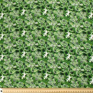 Australiana/Aboriginal Inspired Cotton Prints Design - Lizard on Green