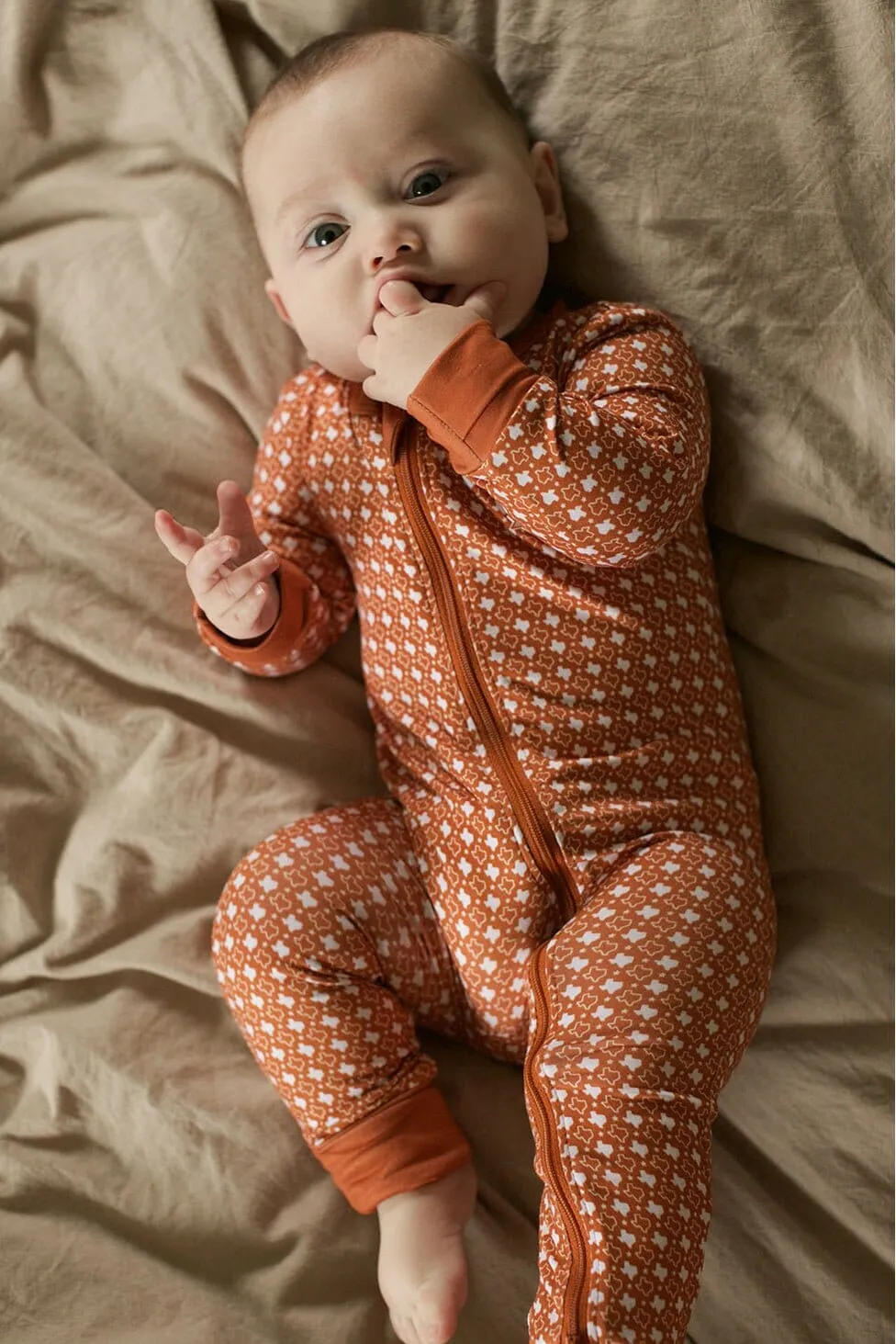 Baby Zip Up - Texas - Orange & White