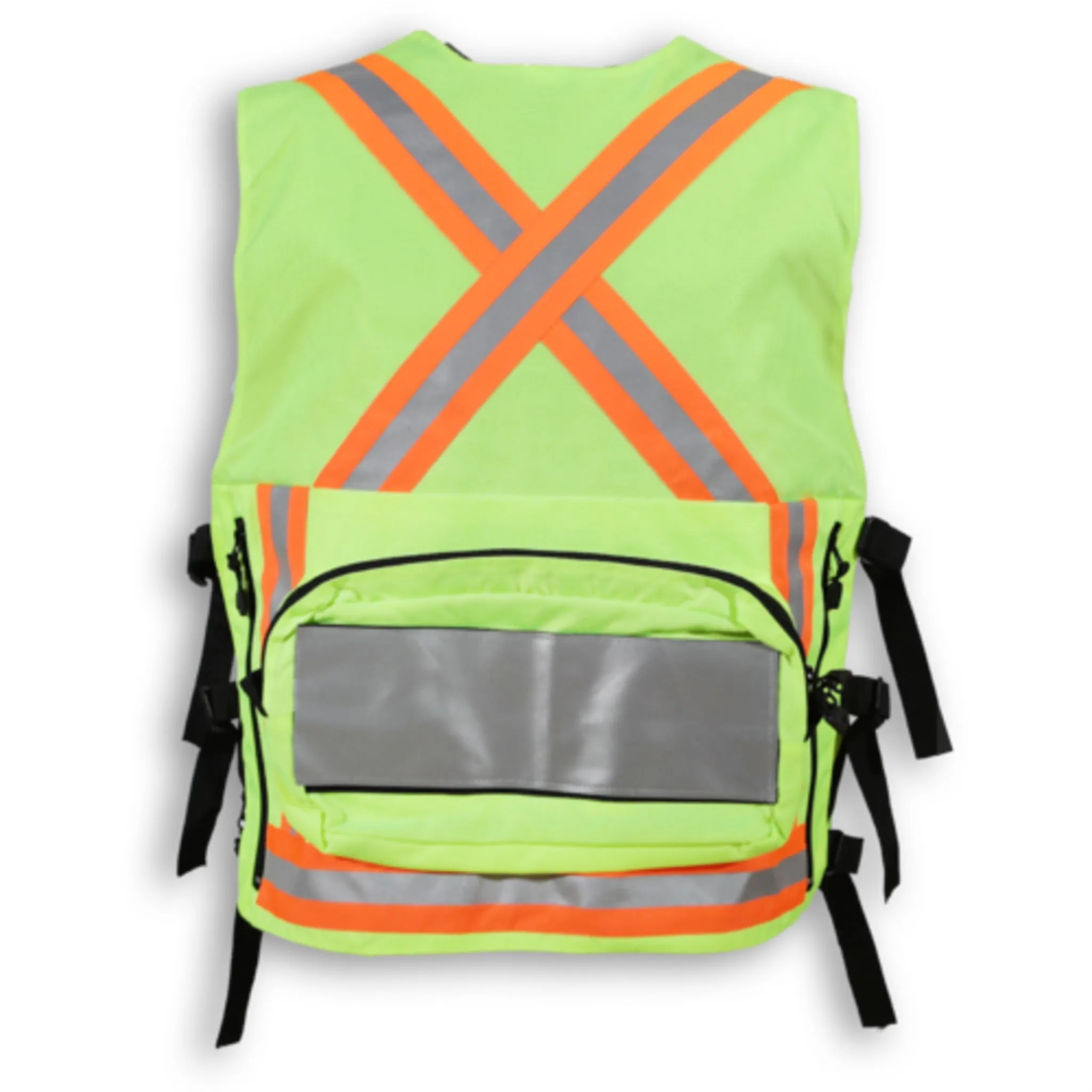 Big K 1000D Nylon Hi-Vis First Aid Safety Vest | Durable 5-Pocket Design | Adjustable Straps | Reflective Tape | YKK Zipper