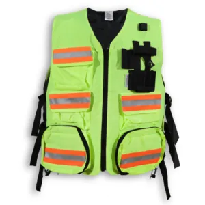 Big K 1000D Nylon Hi-Vis First Aid Safety Vest | Durable 5-Pocket Design | Adjustable Straps | Reflective Tape | YKK Zipper