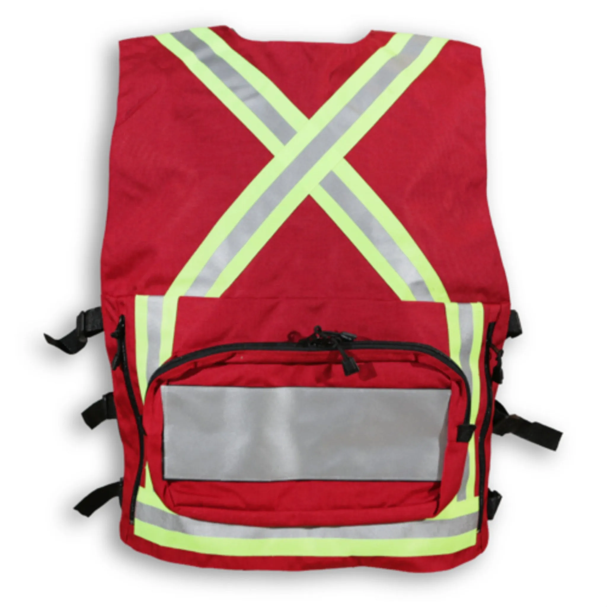 Big K 1000D Nylon Hi-Vis First Aid Safety Vest | Durable 5-Pocket Design | Adjustable Straps | Reflective Tape | YKK Zipper