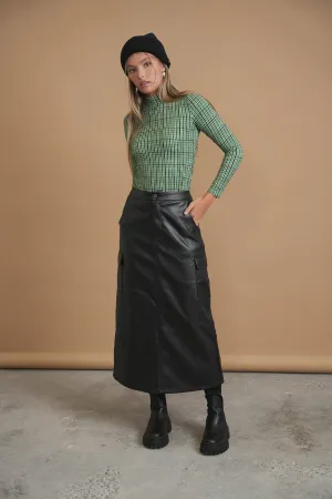 Bliss Cargo Skirt Black Leather