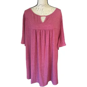 Bloomchic Heathered Red Short Sleeve Keyhole Plus Size 30