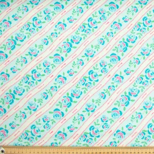 Blue Floral & Lace White Stripes Cotton Prints