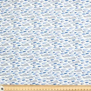 Blue Sea Collection #12 Blue Spindrift on White Cotton Prints