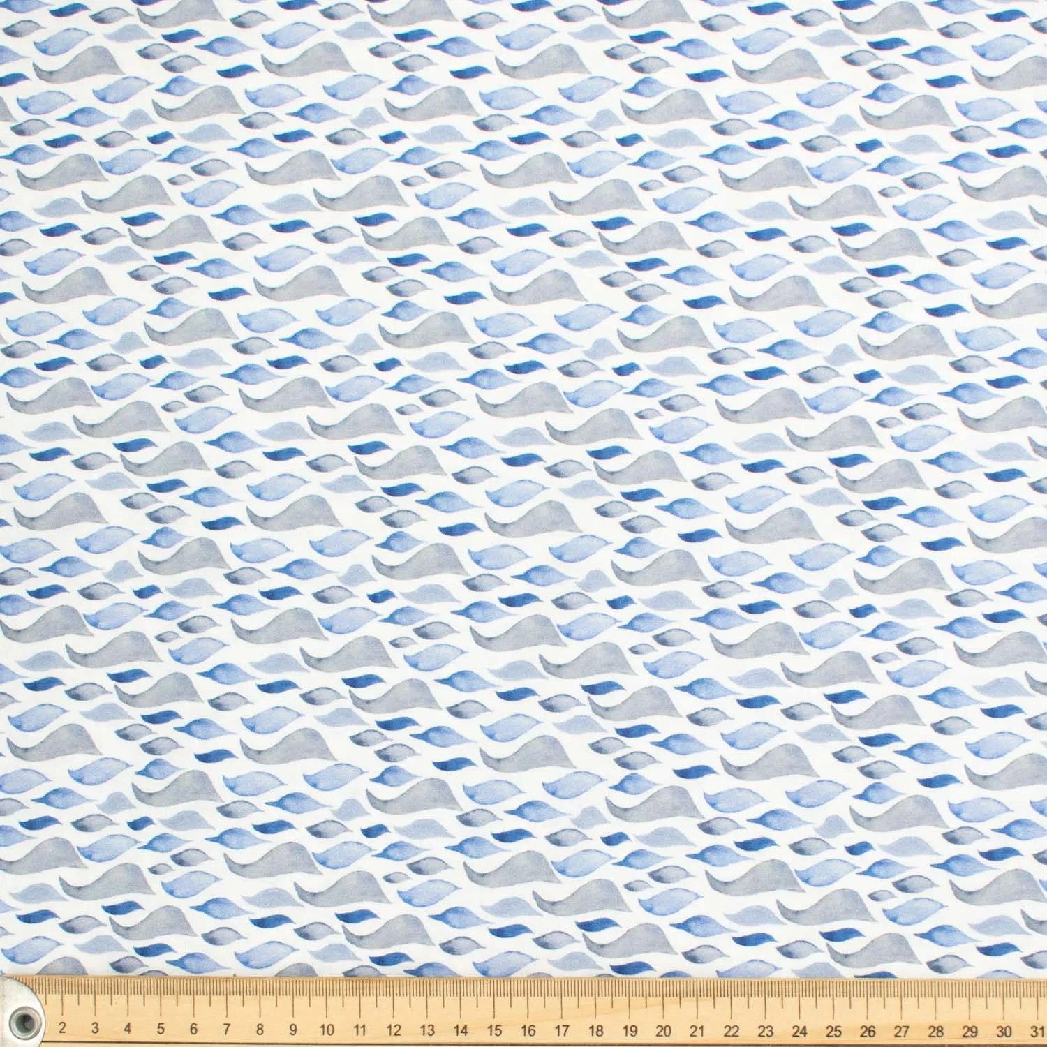 Blue Sea Collection #12 Blue Spindrift on White Cotton Prints