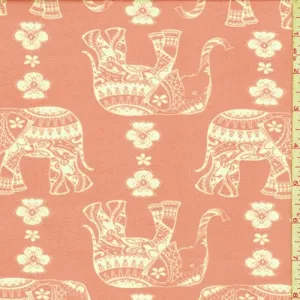 Blush Moroccan Elephant Double Brushed Jersey Knit Fabric