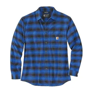 Carhartt 105945 Men's Rugged Flex Relaxed Fit Midweight Flannel Long-S - 3X-Large Regular - Glass Blue