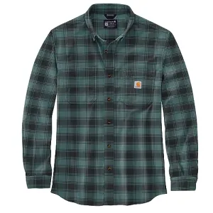 Carhartt 105945 Men's Rugged Flex Relaxed Fit Midweight Flannel Long-S - X-Large Tall - Sea Pine