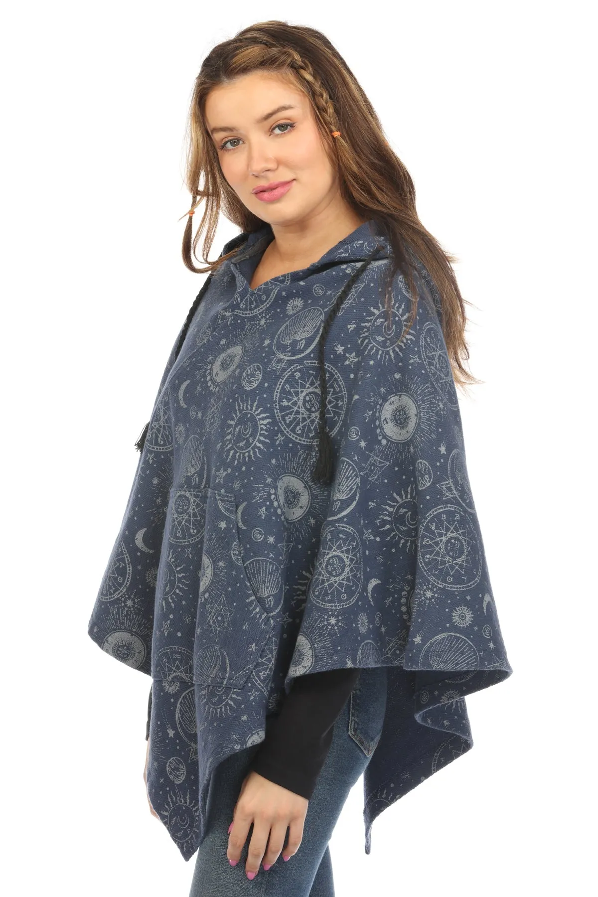 Celestial Cotton Hoddie Poncho