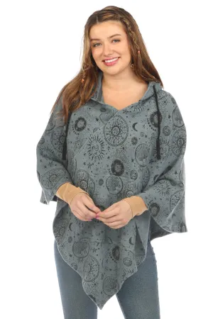 Celestial Cotton Hoddie Poncho