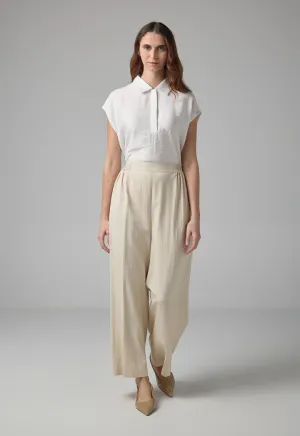 Choice Straight Wide Leg Basic Trousers Beige