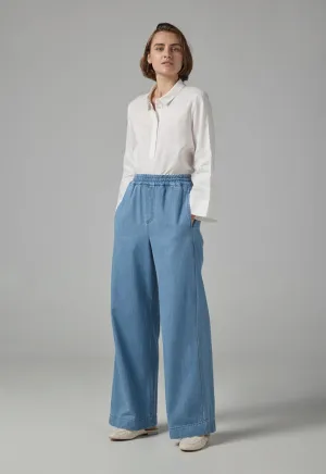 Choice Wide Leg Denim Trousers Light Blue