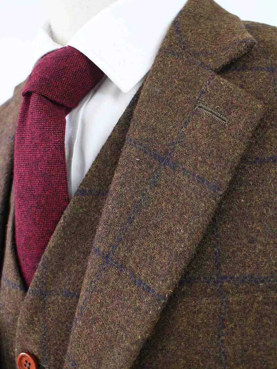 COUNTRY BROWN PLAID TWEED 2 PIECE SUIT