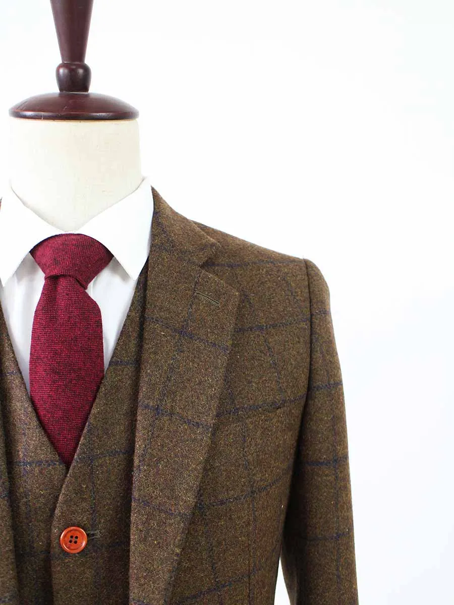 COUNTRY BROWN PLAID TWEED 2 PIECE SUIT