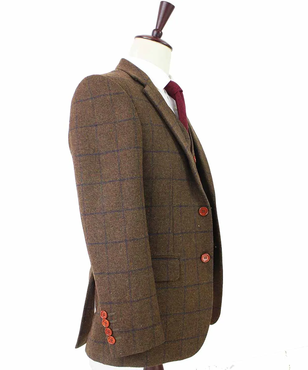 COUNTRY BROWN PLAID TWEED 2 PIECE SUIT