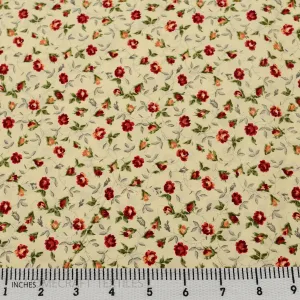 Cream Medieval Floral Cotton Print