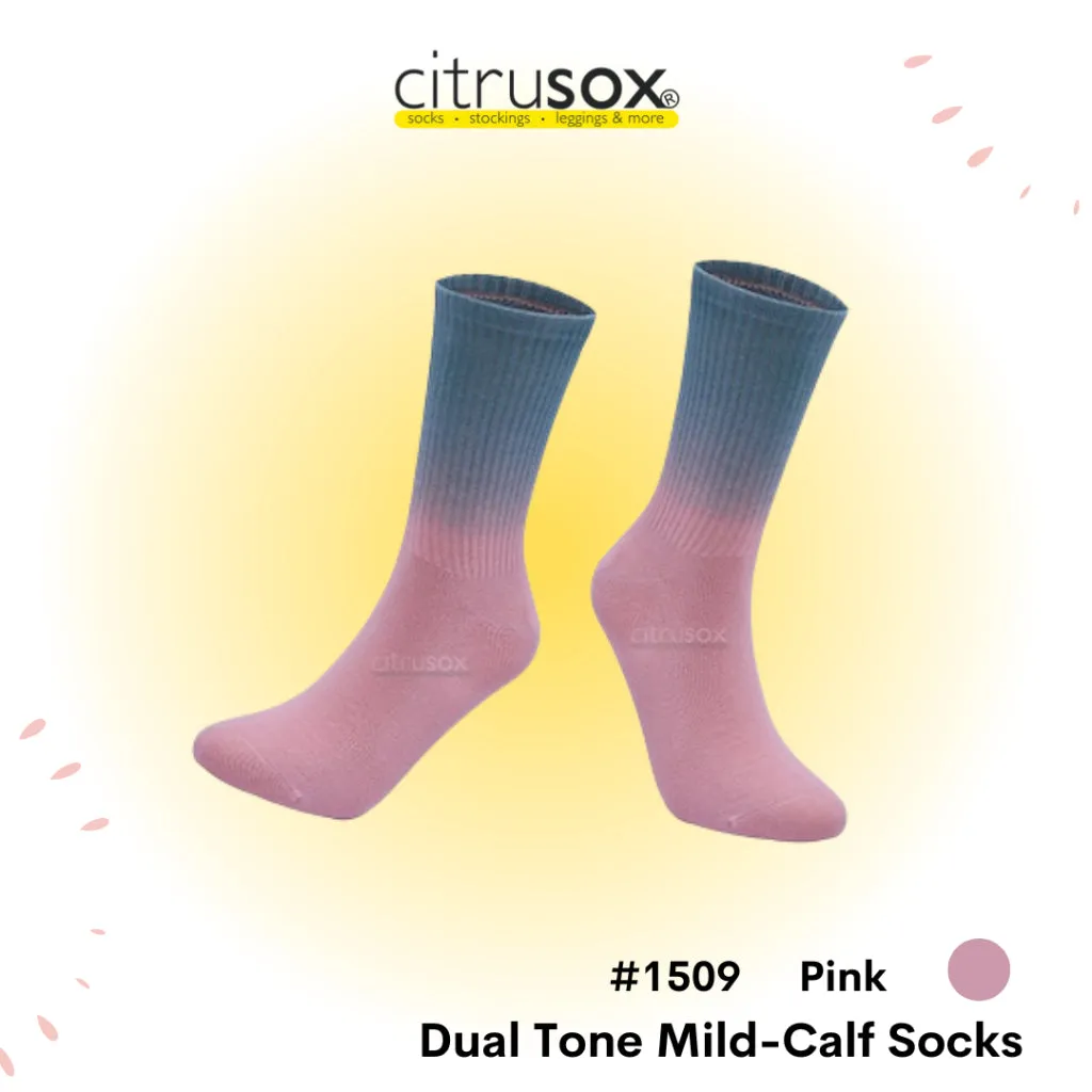 Dual Tone Colour Gradient Mid-Calf Cotton Socks