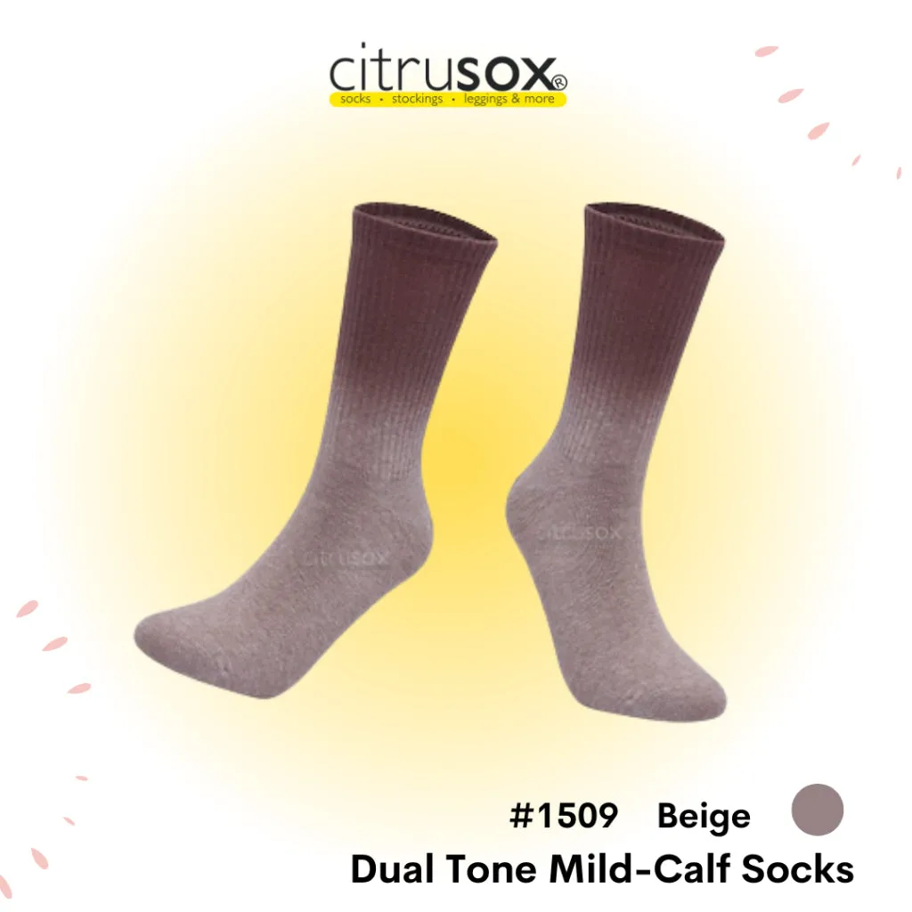 Dual Tone Colour Gradient Mid-Calf Cotton Socks