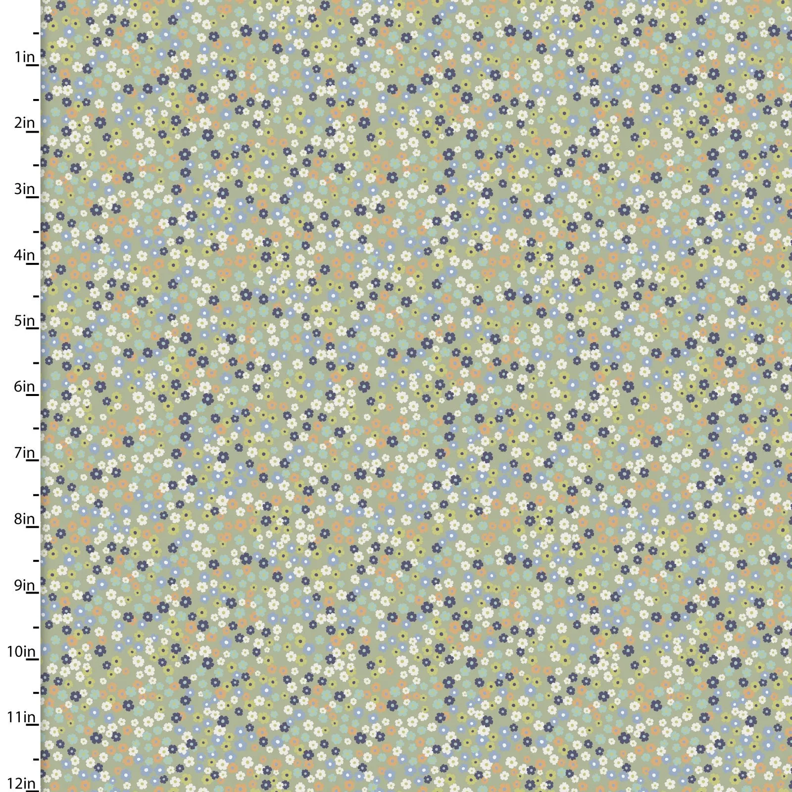 Fabric Editions Quentin Multi-Colour Floral Dots on Sage Cotton Prints