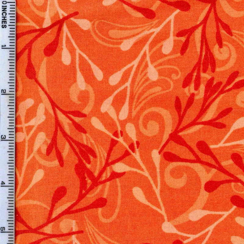 Fabric Editions Valencia Vines on Orange Cotton Prints