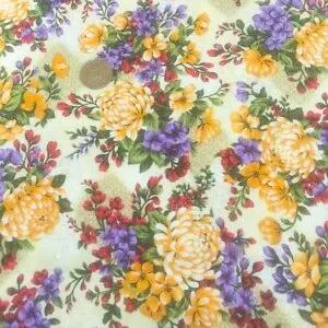 Fabric Quilt Cream Asian Floral Garden Cotton Prints