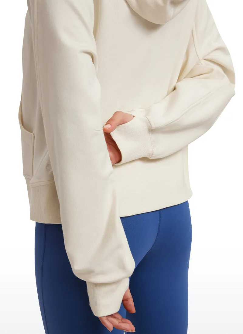 Fleece Mock Neck Hoodies with Thumb Holes