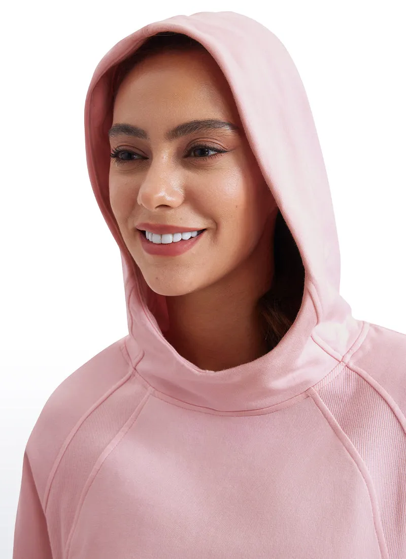 Fleece Mock Neck Hoodies with Thumb Holes