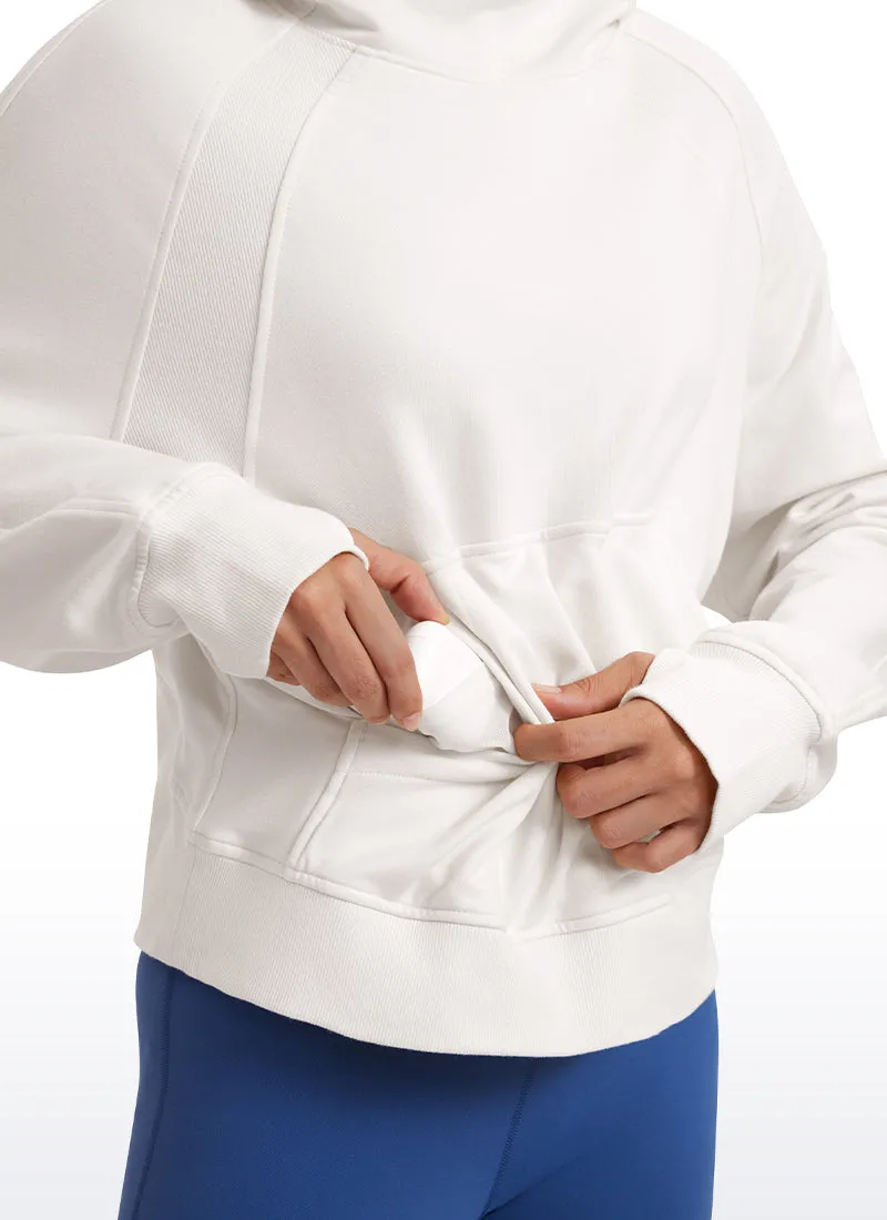 Fleece Mock Neck Hoodies with Thumb Holes