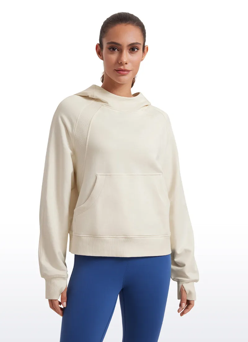 Fleece Mock Neck Hoodies with Thumb Holes