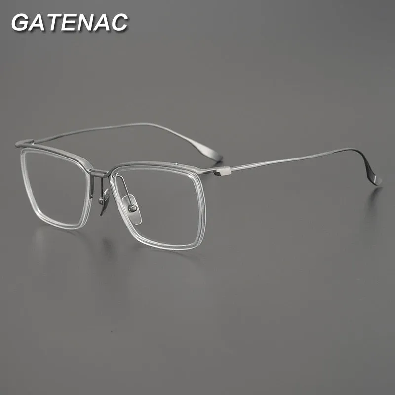 Gatenac Unisex Full Rim Square Titanium Eyeglasses Gxyj896