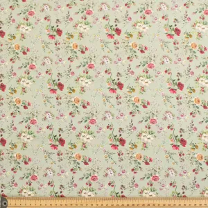 Green Floral Vintage Cotton Print