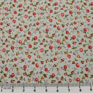 Grey Medieval Floral Cotton Print