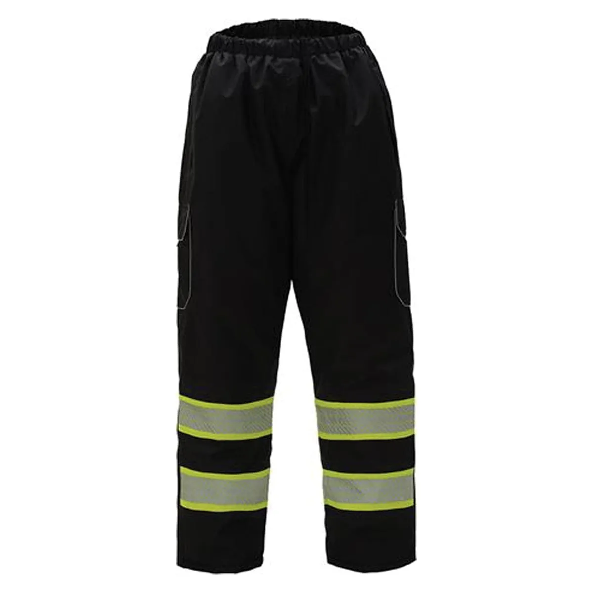 GSS Safety Non-ANSI Black ONYX Rip stop Poly Filled Insulated High Visibility Winter Pants w/Segment Tape