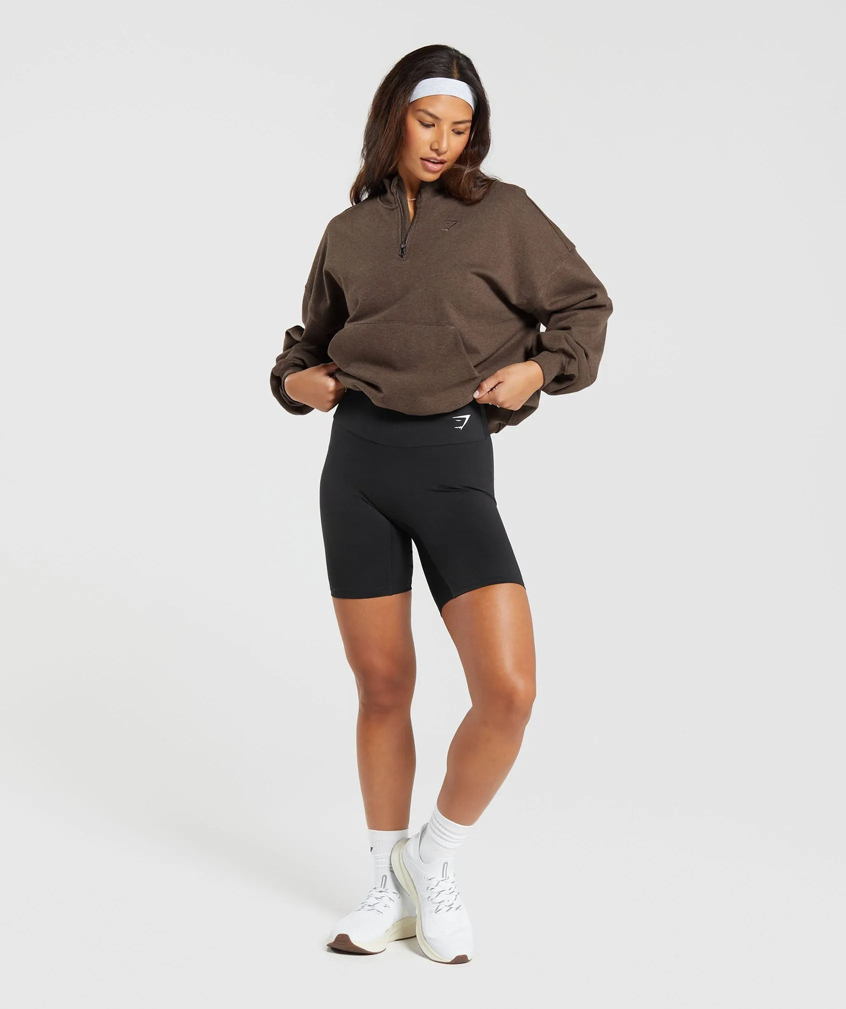 Gymshark Rest Day Sweats 1/2 Zip Pullover - Cozy Brown Marl