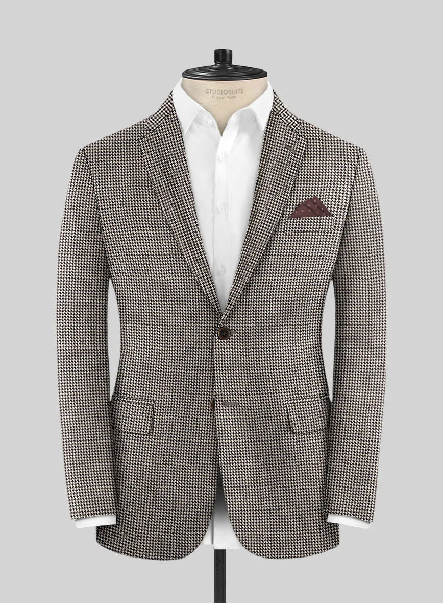 Hardy Minnis Beige Houndstooth Wool Suit