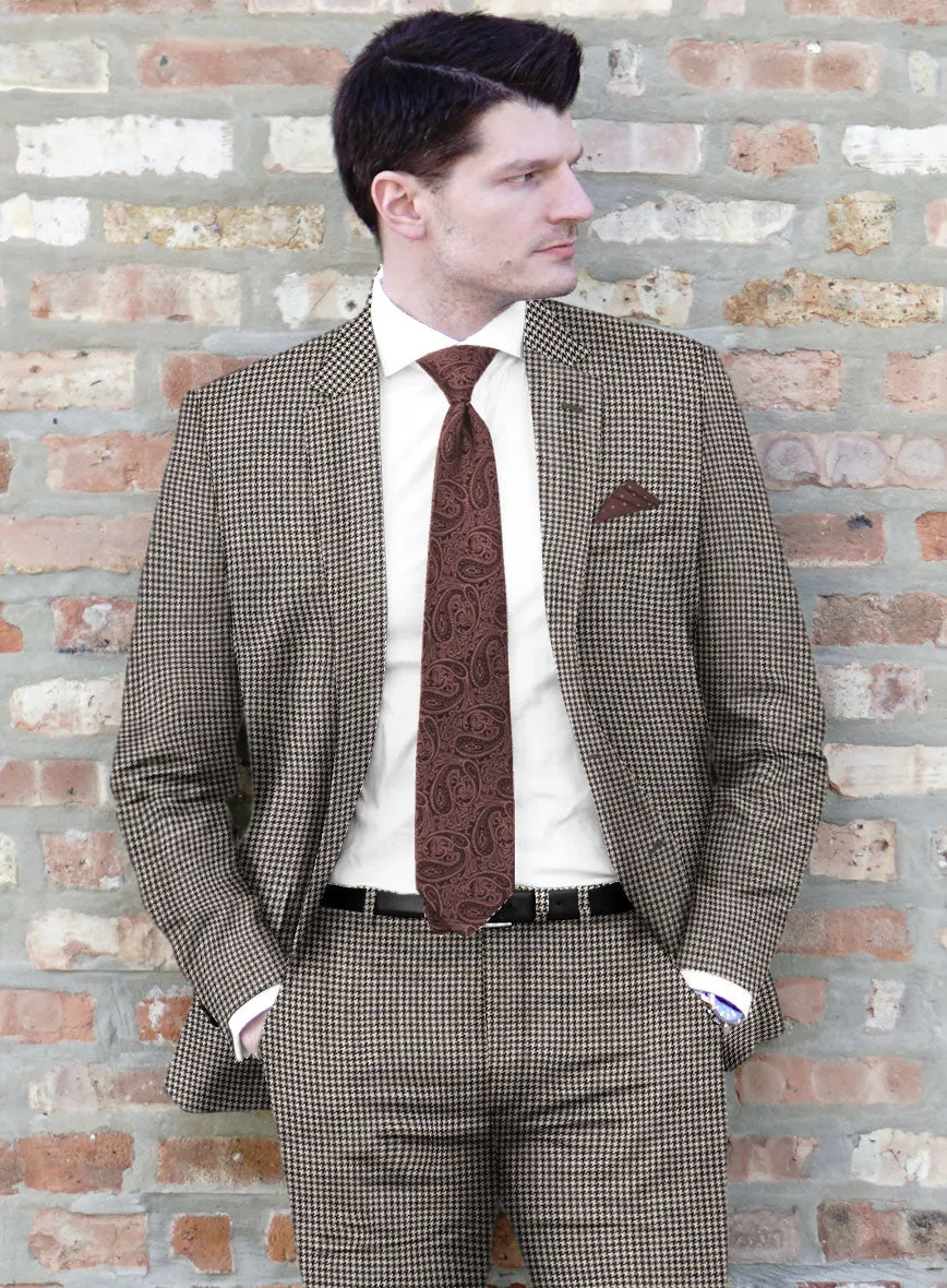 Hardy Minnis Beige Houndstooth Wool Suit