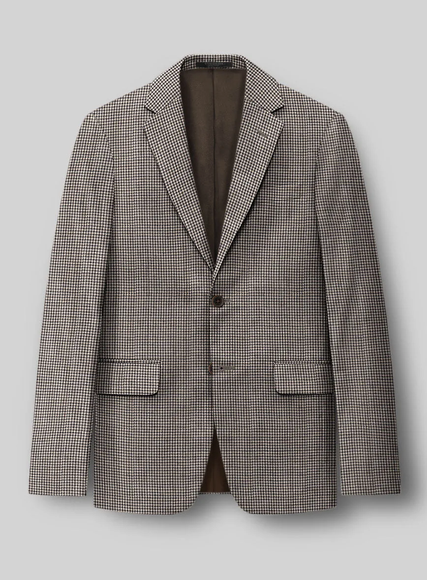 Hardy Minnis Beige Houndstooth Wool Suit