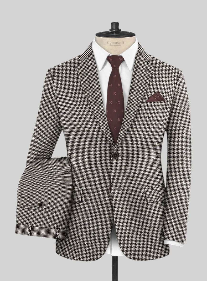 Hardy Minnis Beige Houndstooth Wool Suit