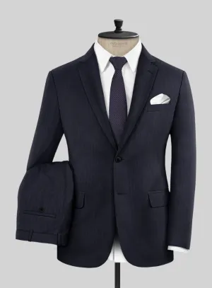 Hardy Minnis Navy Blue Herringbone Wool Suit