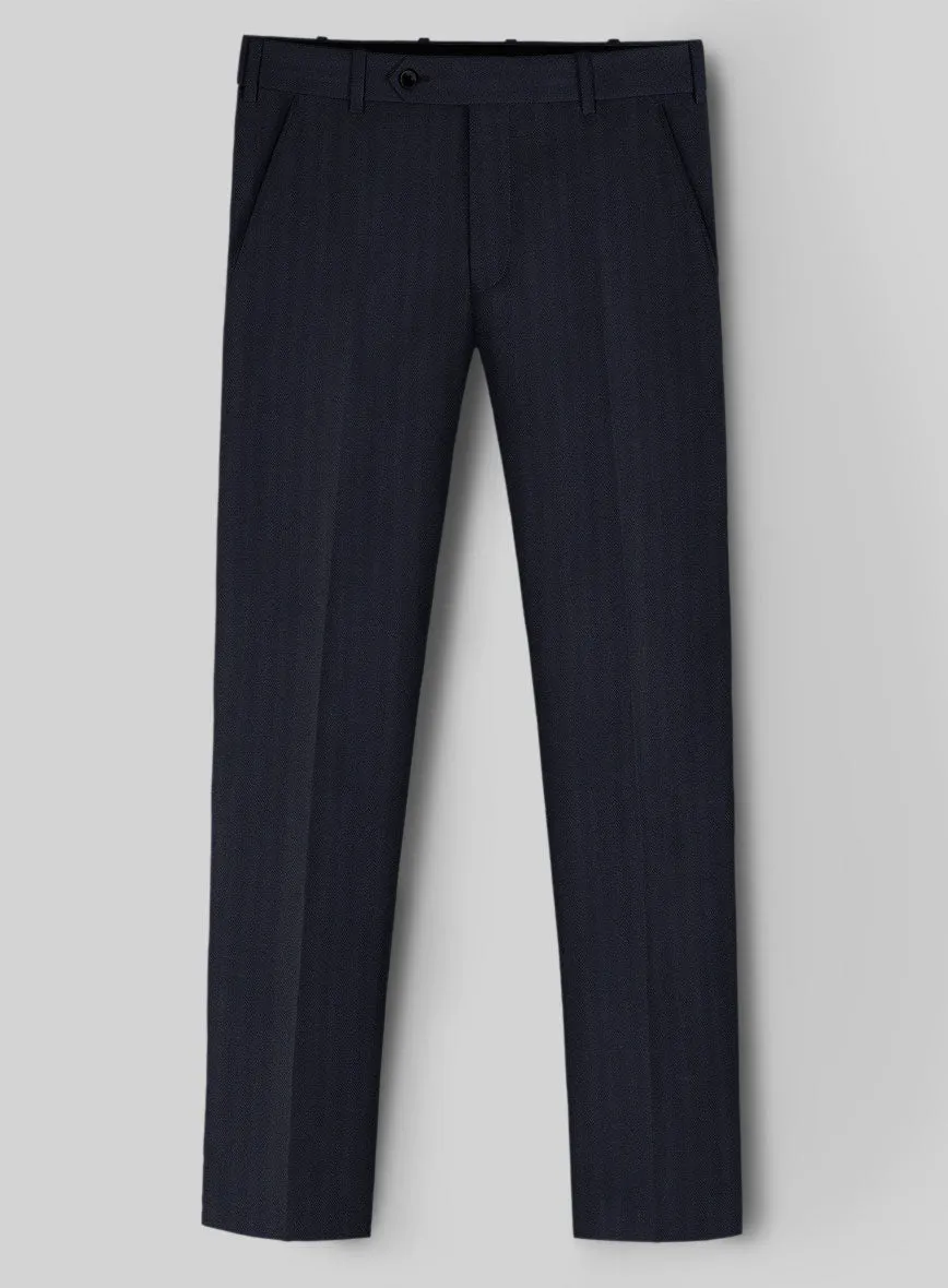 Hardy Minnis Navy Blue Herringbone Wool Suit