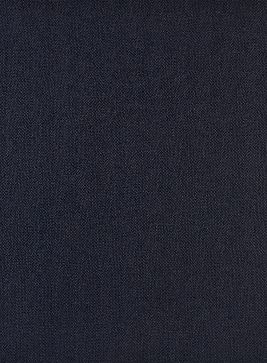 Hardy Minnis Navy Blue Herringbone Wool Suit