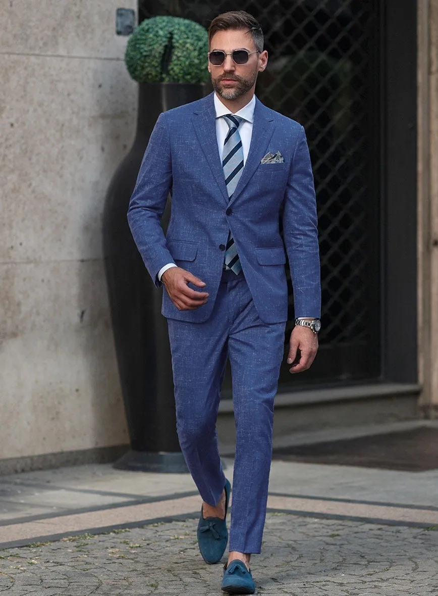 Italian Murano Cobalt Blue Wool Linen Suit