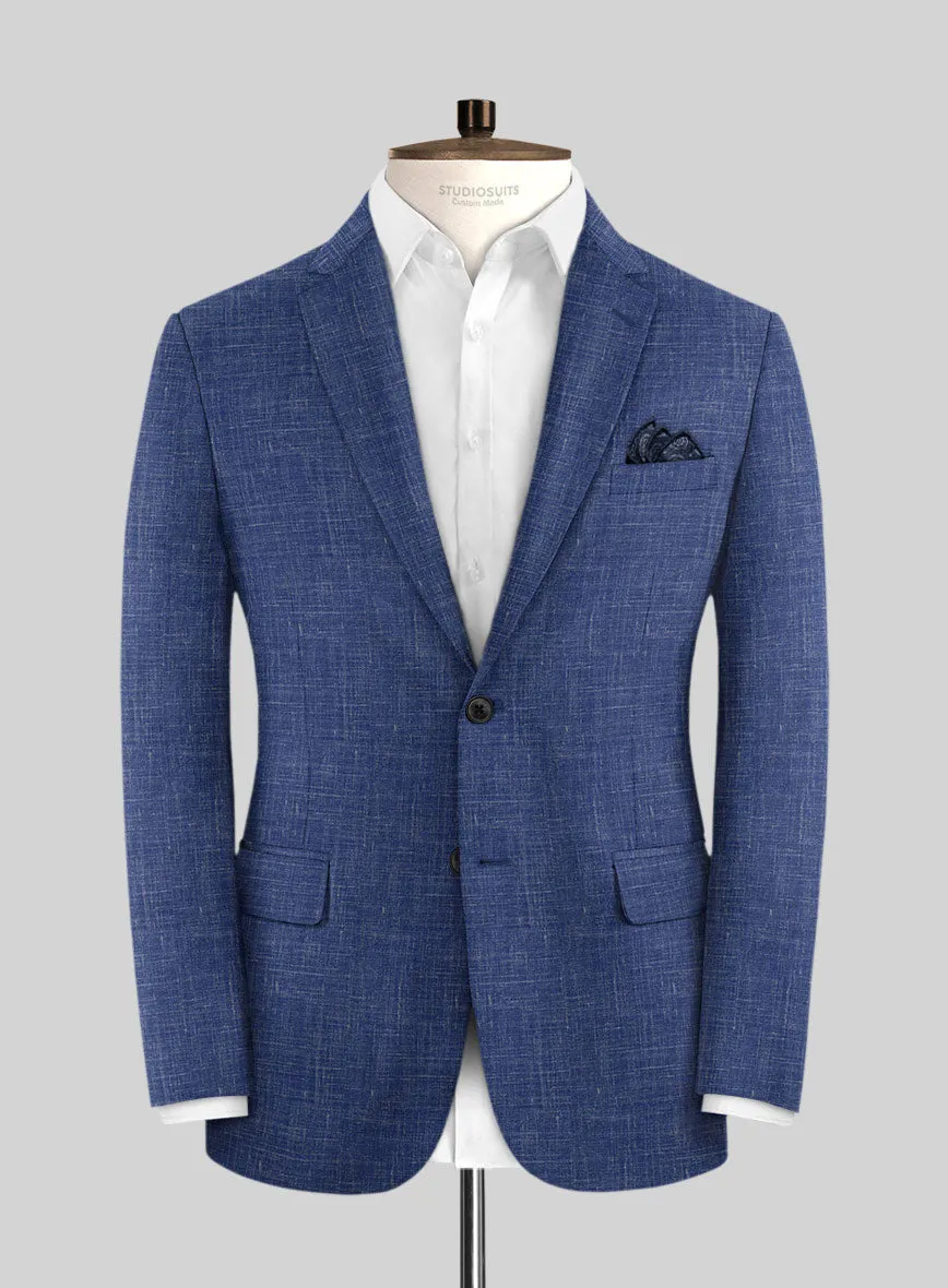 Italian Murano Cobalt Blue Wool Linen Suit