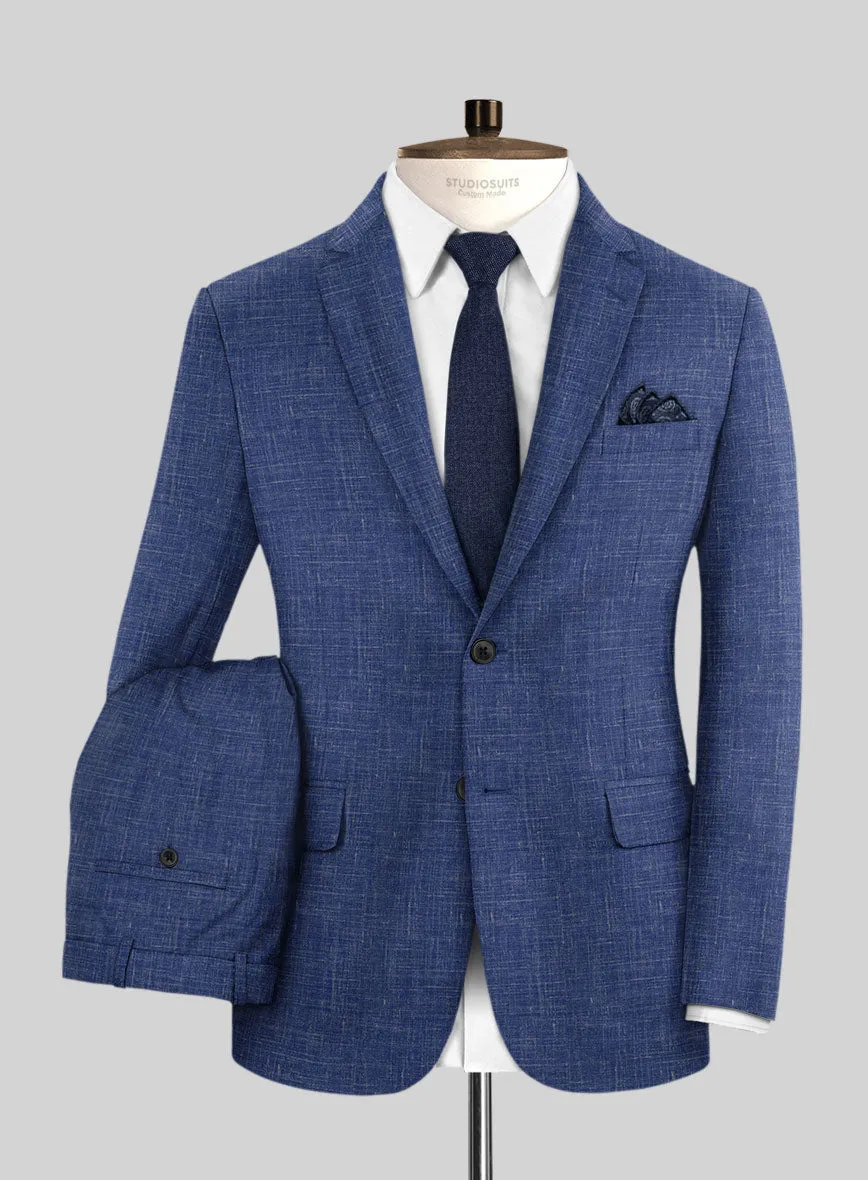 Italian Murano Cobalt Blue Wool Linen Suit