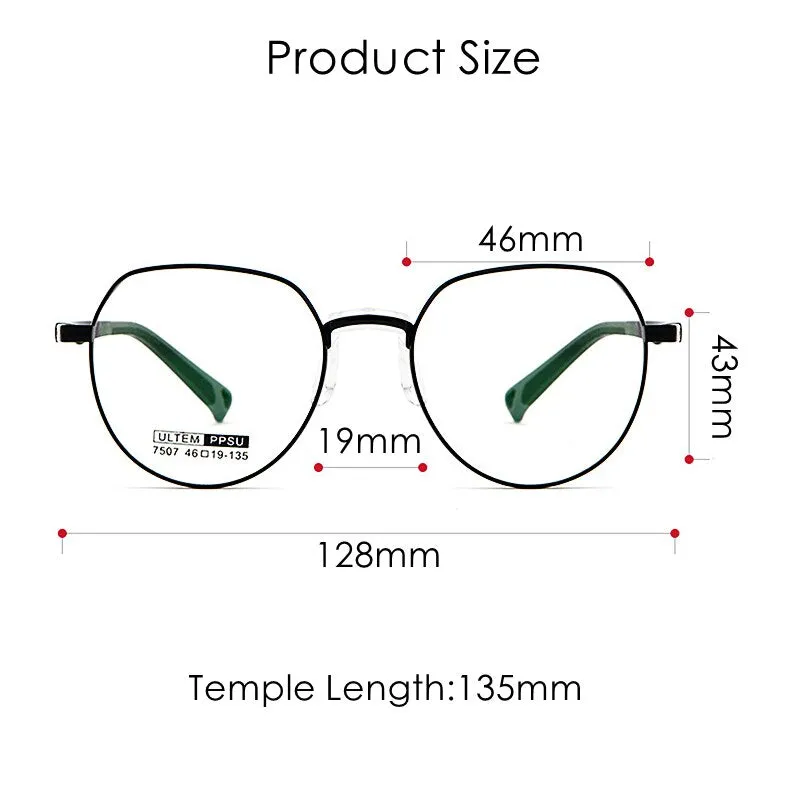 KatKani Unisex Youth Full Rim Round Ultem Alloy Frame Eyeglasses 7507S