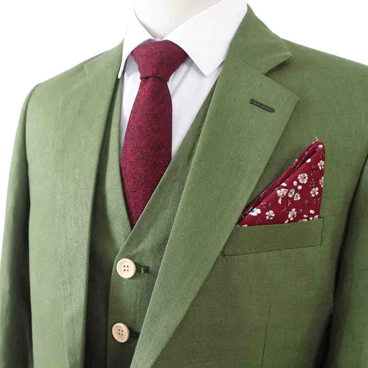 LIGHT GREEN LINEN 3 PIECE SUIT