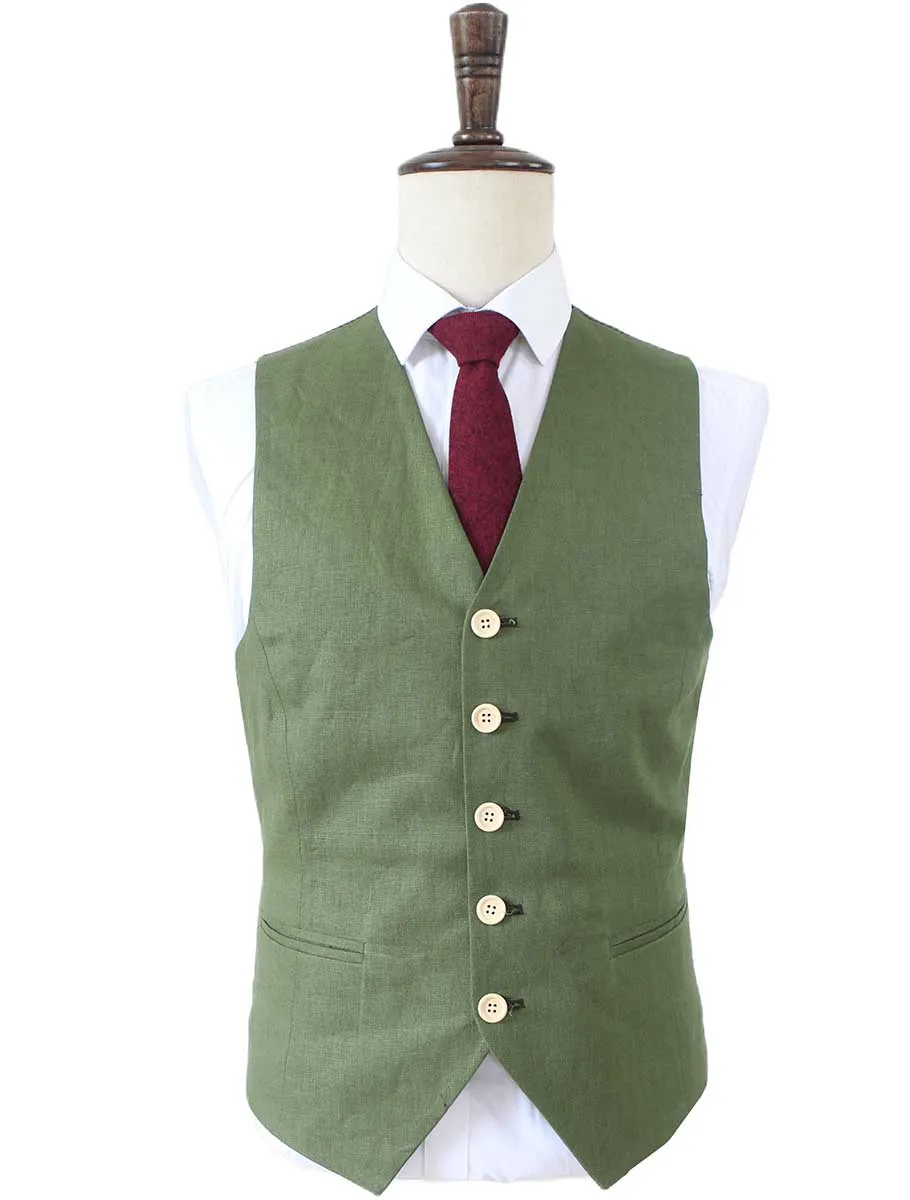 LIGHT GREEN LINEN 3 PIECE SUIT